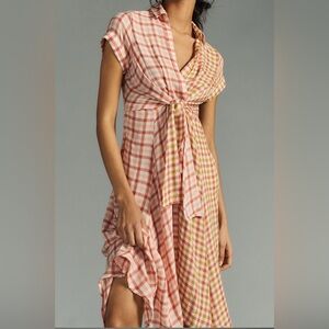 Picro Anthropologie XS xs Plaid Wrap Dress